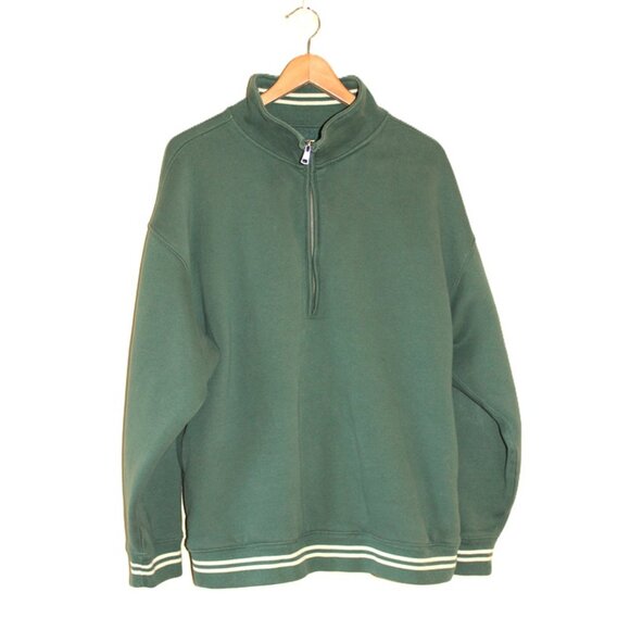 ABERCROMBIE & FITCH Essential Vintage Sunday Half-Zip Pullover in Green (Large) - Picture 2 of 9